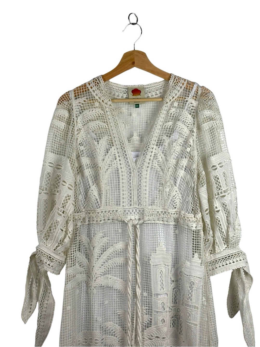 FARM RIO MORADA BOA GUIPURE LACE WHITE MIDI DRESS - Picture 12 of 16